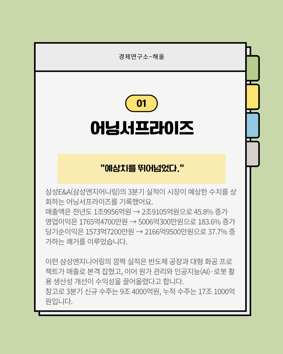 예상치를 뛰어넘는 어닝서프라이즈를 기록한 삼성E&A, 자사주도 소각한다. 